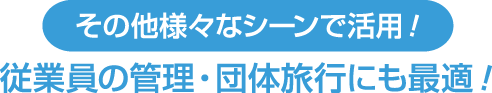 その他様々なシーンで活用！従業員の管理・団体旅行にも最適！